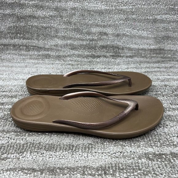 FitFlop Women's iQushion Flip Flop Slide Women’s Size 11 Bronze Metallic Brown - Picture 1 of 7